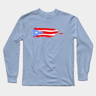 Puerto Rico Map Boricua Flag Long Sleeve T-Shirt